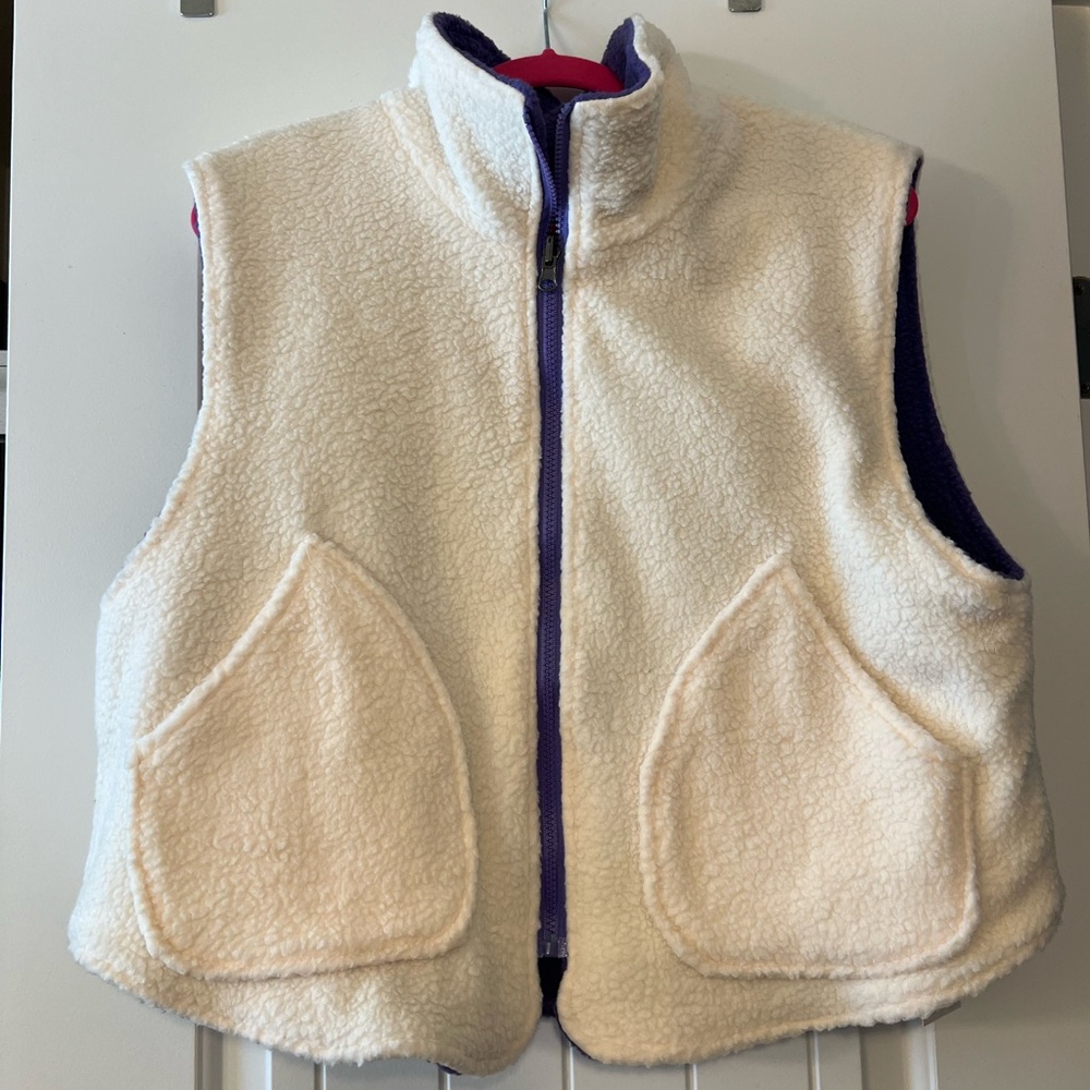 NWT Reversible Cream and Purple Fleece Vest